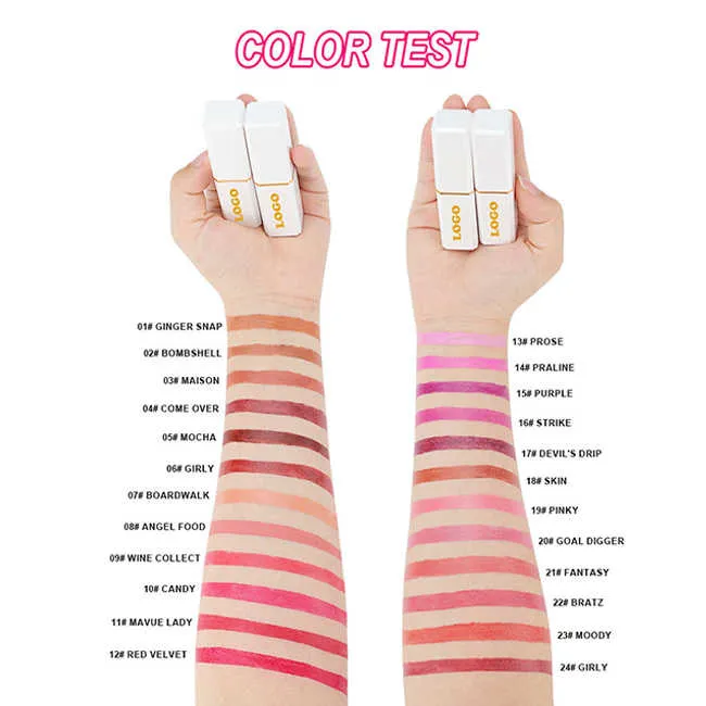 مكياج نباتي أحمر شفاه غير لامع مقاوم للماءMakeup Waterproof Matte Lipstick