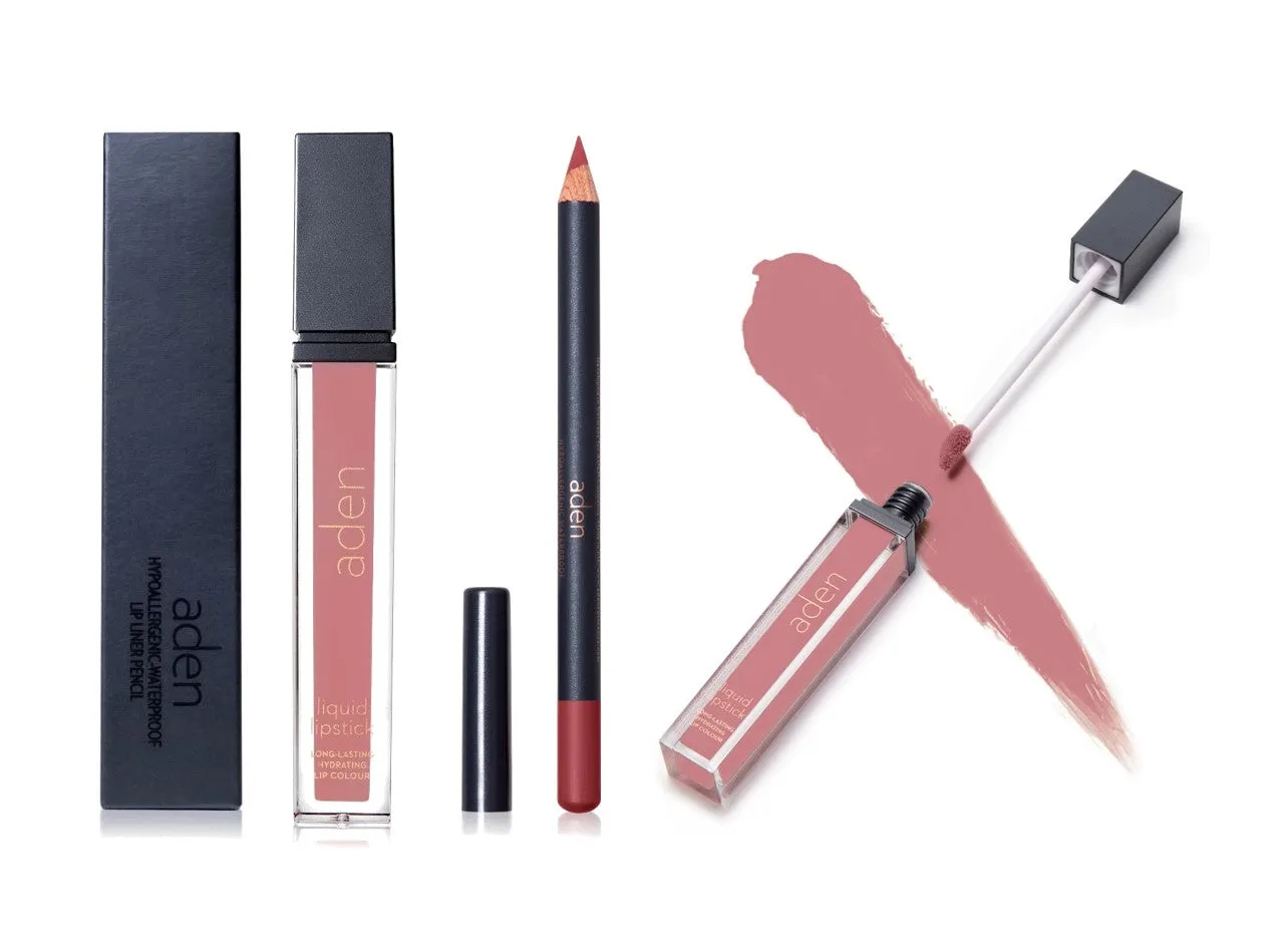 aden Lipstick and Lip Liner Set