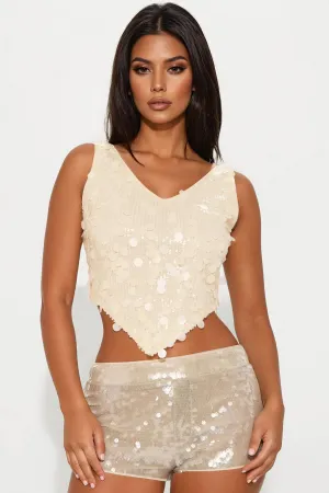 All The Sparkles Sequin Top - Cream