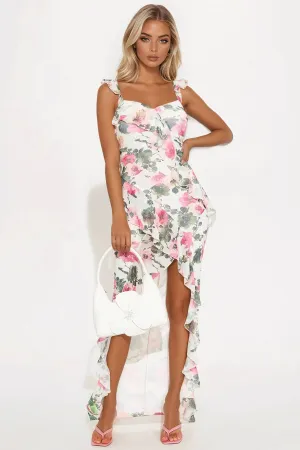 Ashley Floral Mesh Maxi Dress - Cream/combo