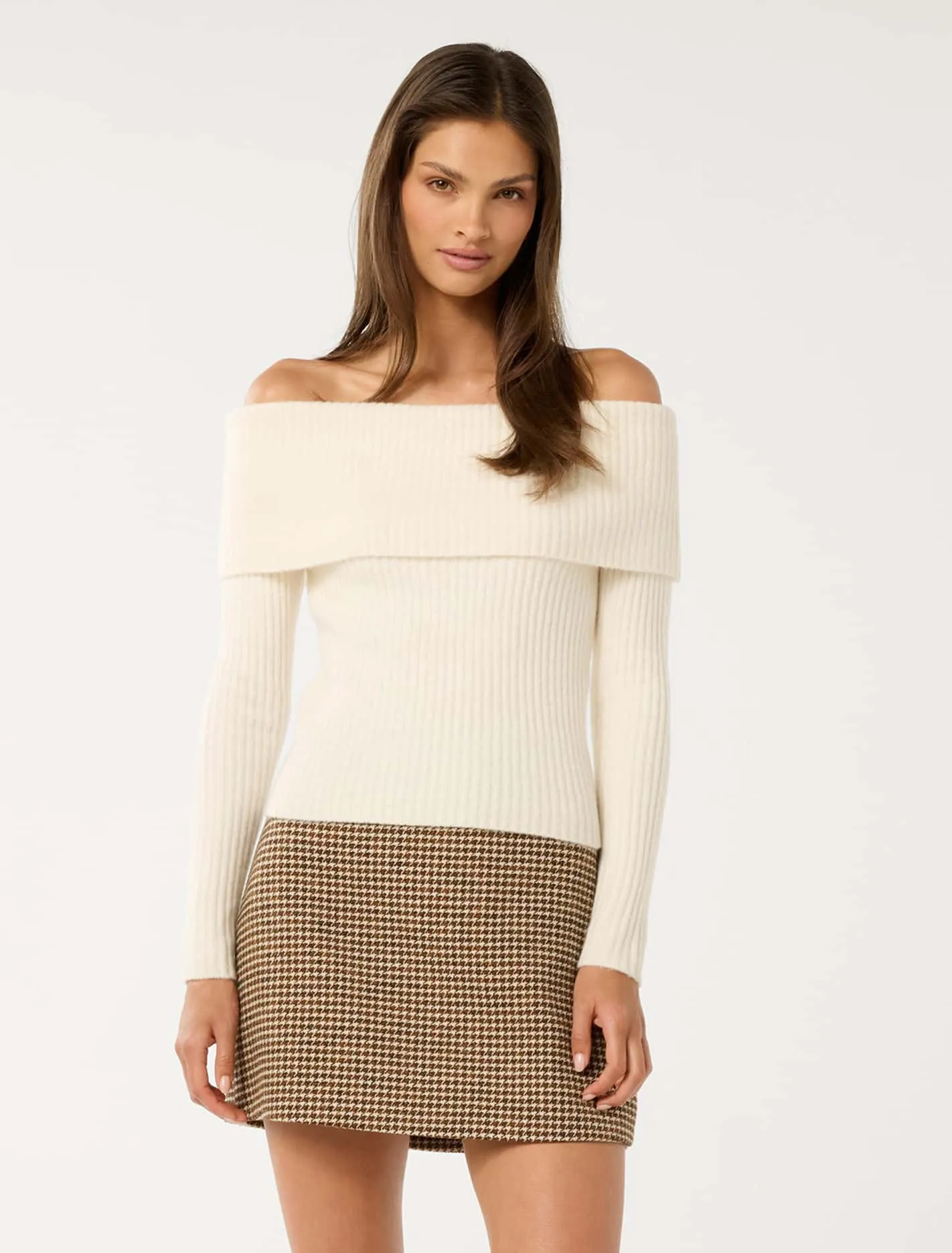 Ashley Ribbed Knit Bardot Sweater