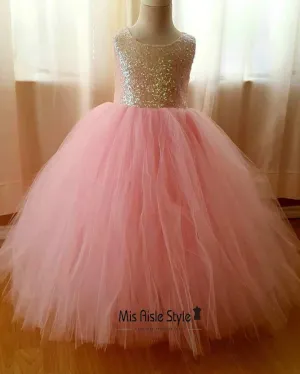 Ball Gown Pink Tulle Flower Girl Dress