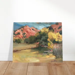 'Chimayo Pastures: Tranquil Southwest' Landscape I 16x20 Museum-Quality Matte Paper Poster | Original Artwork by American Artist Barbara Cleary