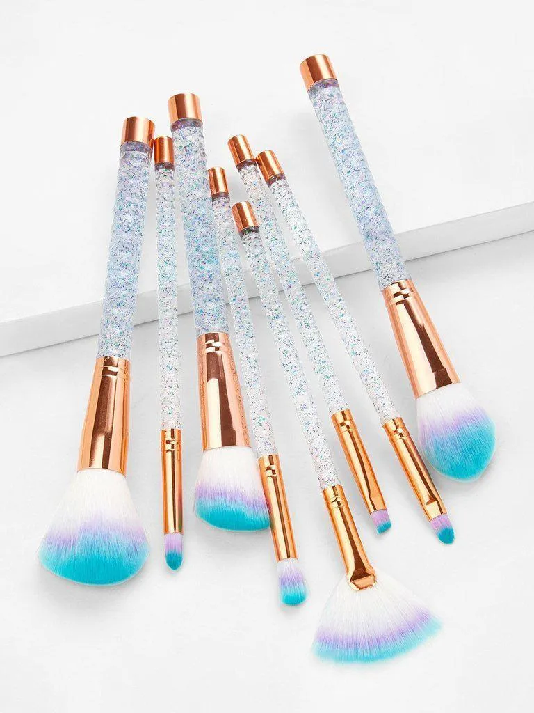 Clear Handle Makeup Brush 8pcs
