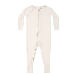 Cream Small Ribbed Zip Romper
