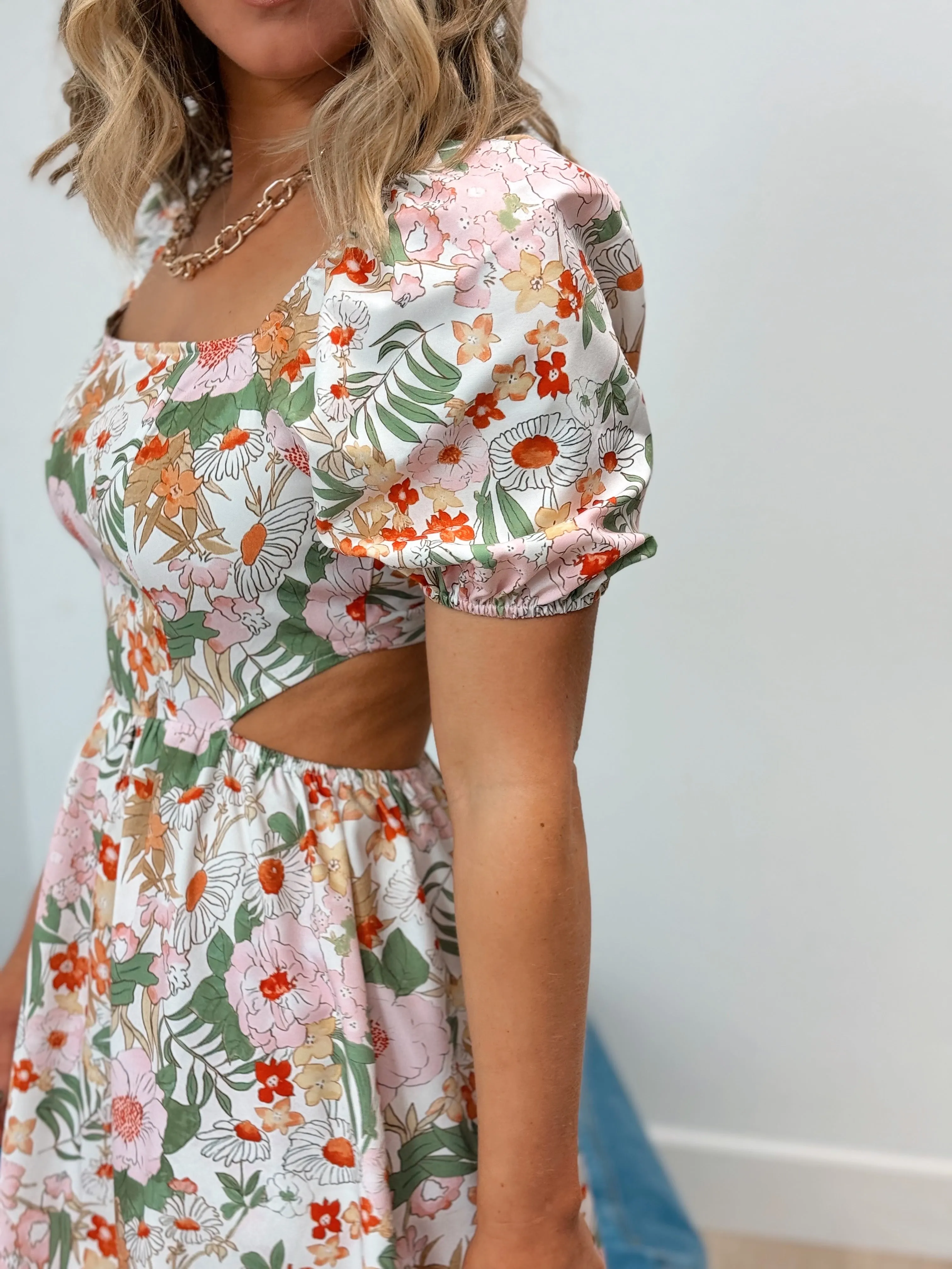Garden Gala Tie Back Floral Dress - FINAL SALE