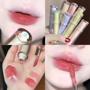 High-value ice tea glass mirror water lip glaze doodle lip lipstick female student style lip gloss lip gloss lasting and not fading