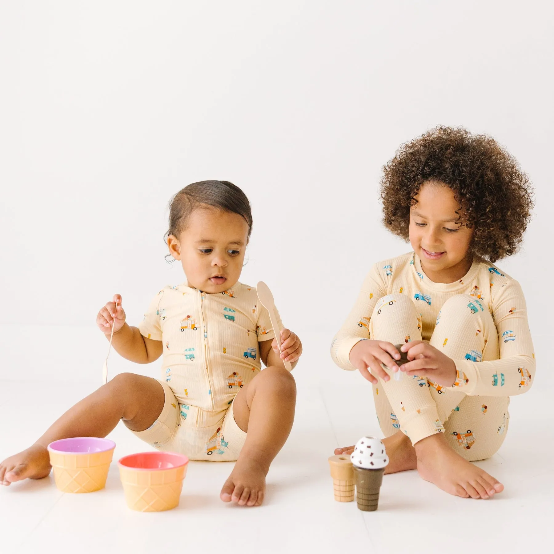 Ice Cream Trucks Small Ribbed Summer Zip Romper