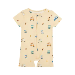 Ice Cream Trucks Small Ribbed Summer Zip Romper
