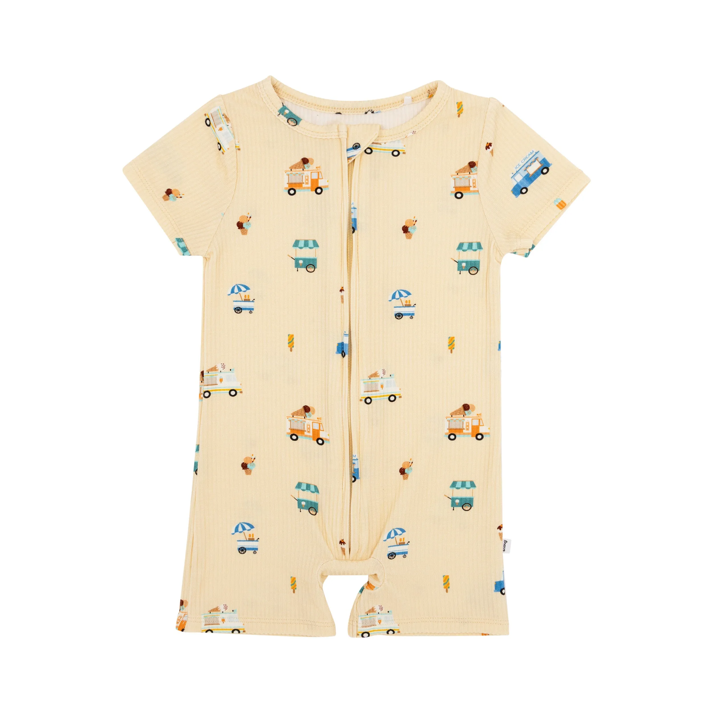 Ice Cream Trucks Small Ribbed Summer Zip Romper