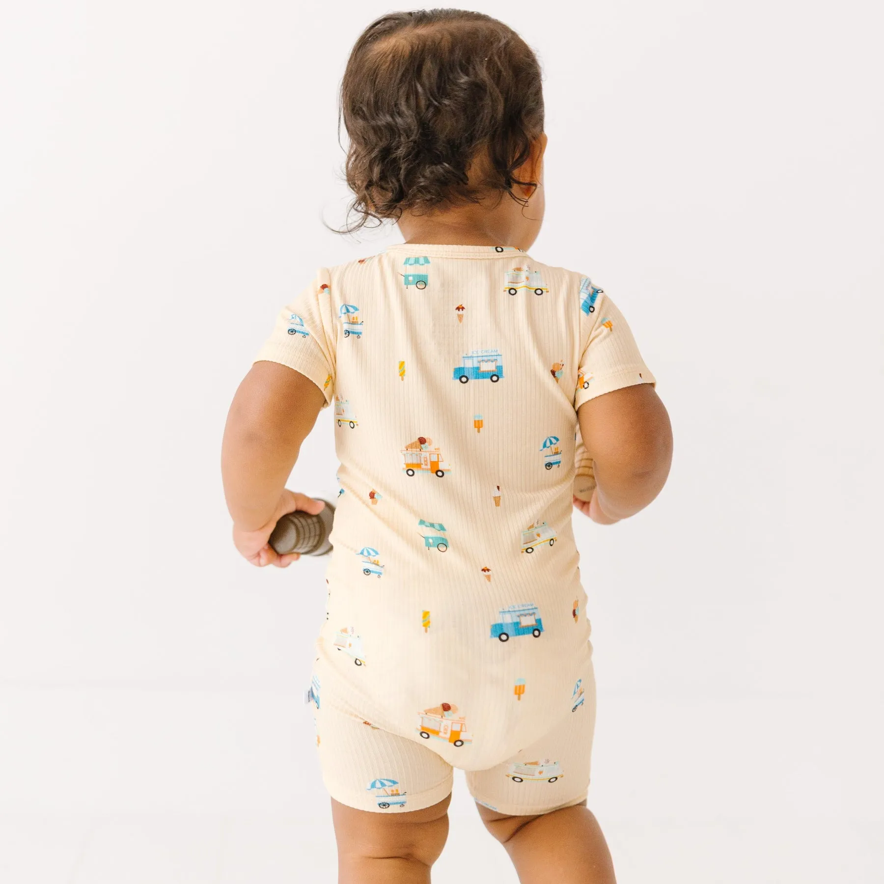 Ice Cream Trucks Small Ribbed Summer Zip Romper