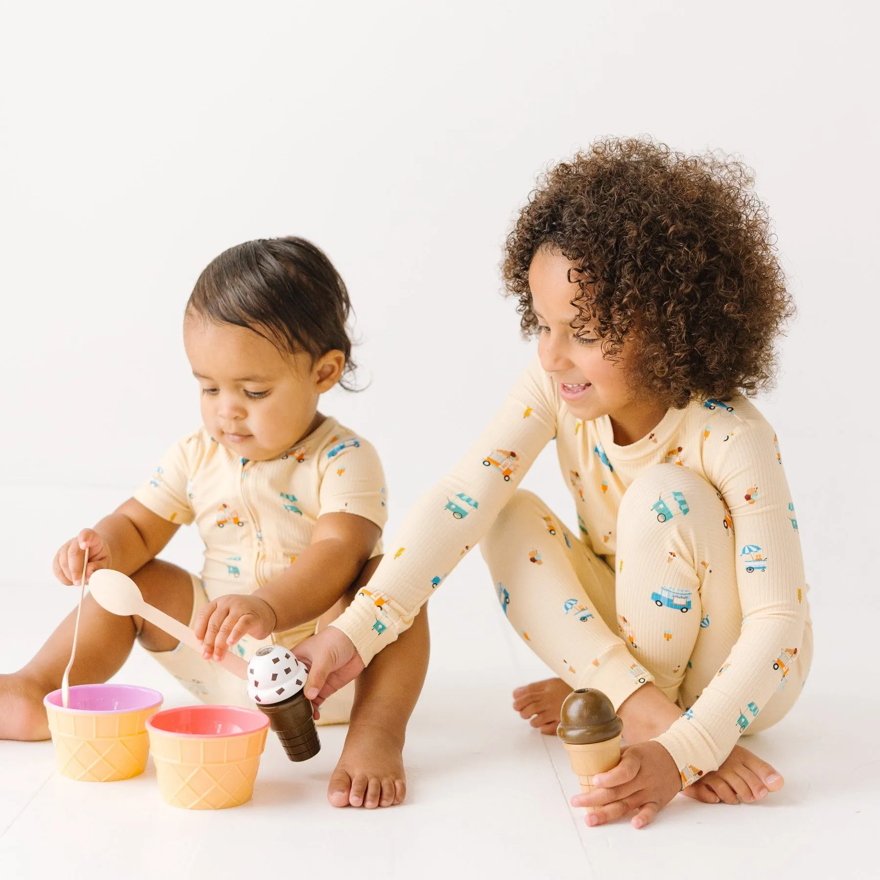 Ice Cream Trucks Small Ribbed Summer Zip Romper