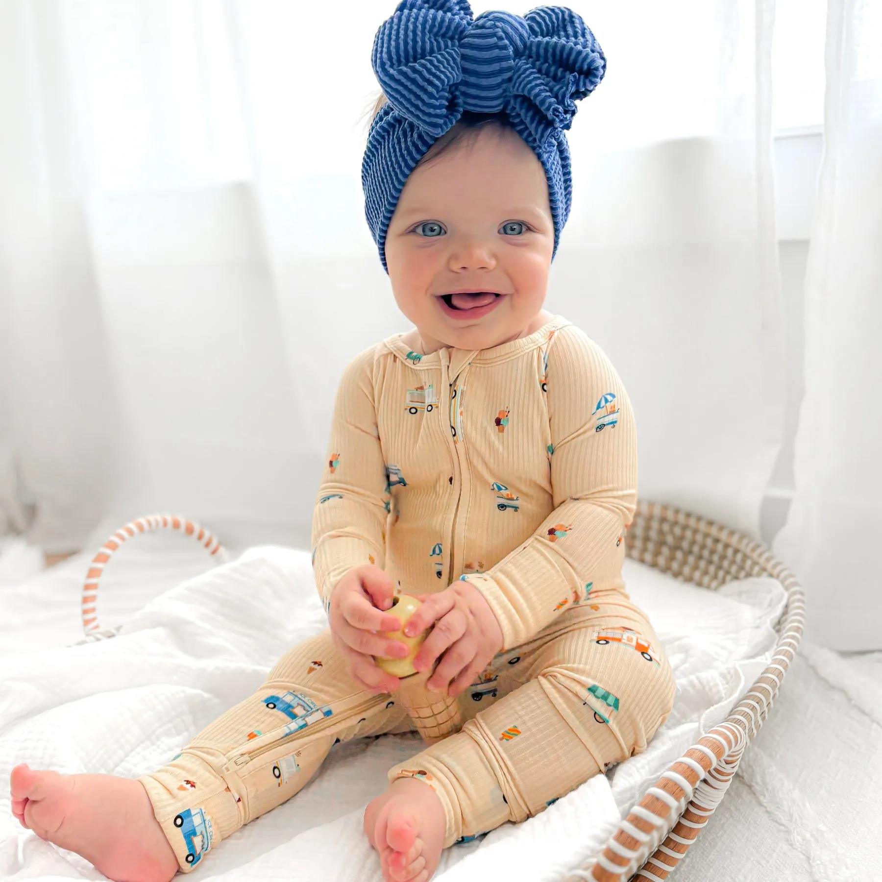 Ice Cream Trucks Small Ribbed Zip Romper