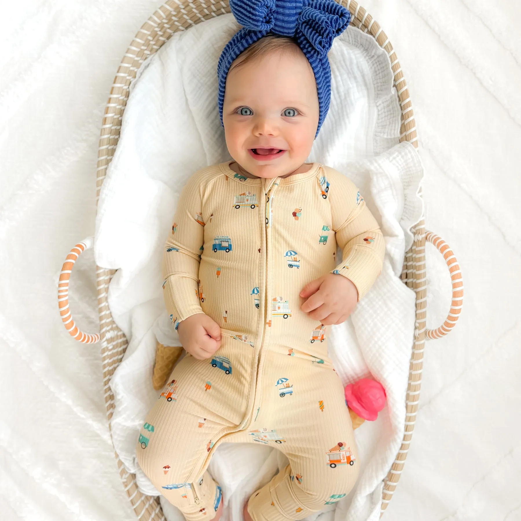 Ice Cream Trucks Small Ribbed Zip Romper