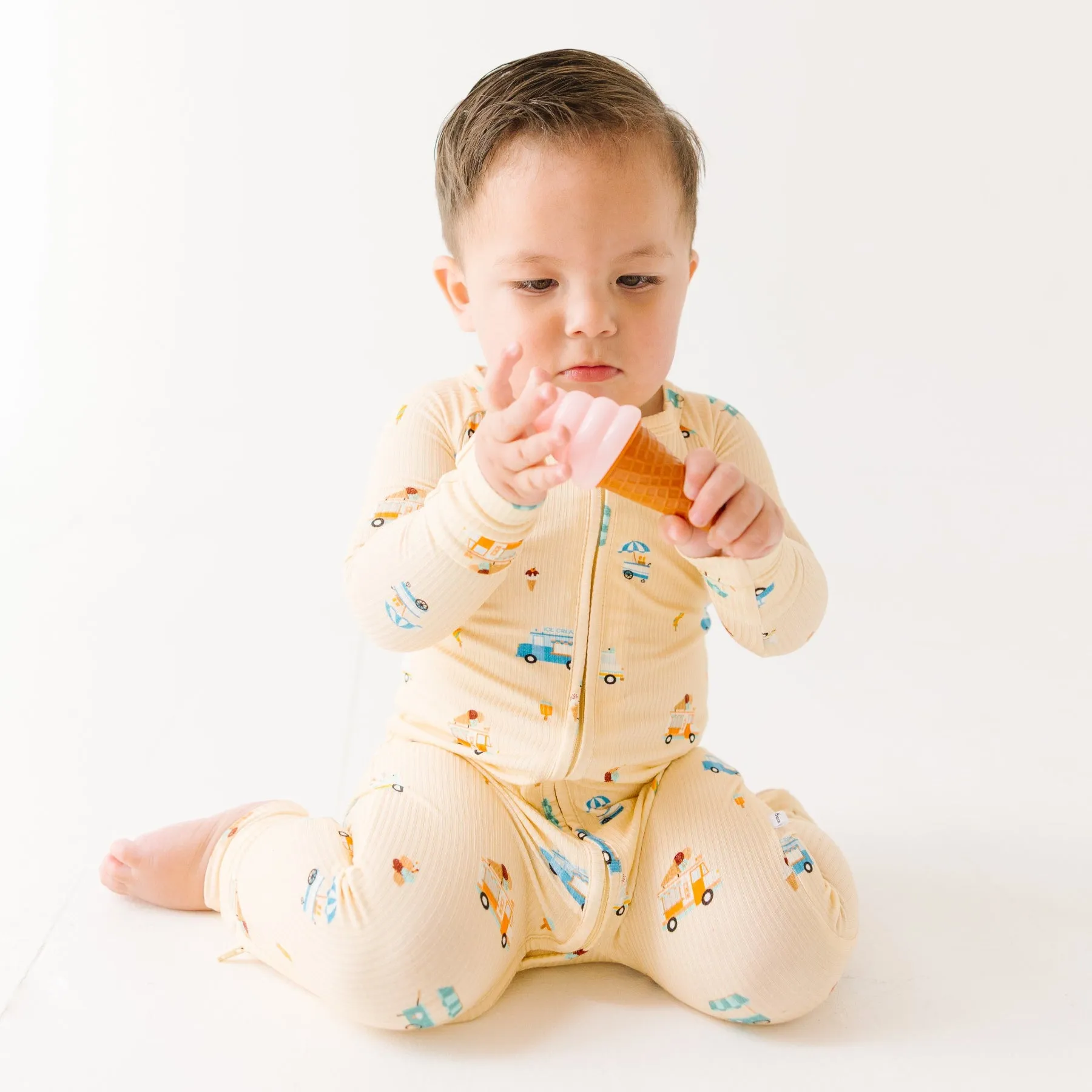 Ice Cream Trucks Small Ribbed Zip Romper