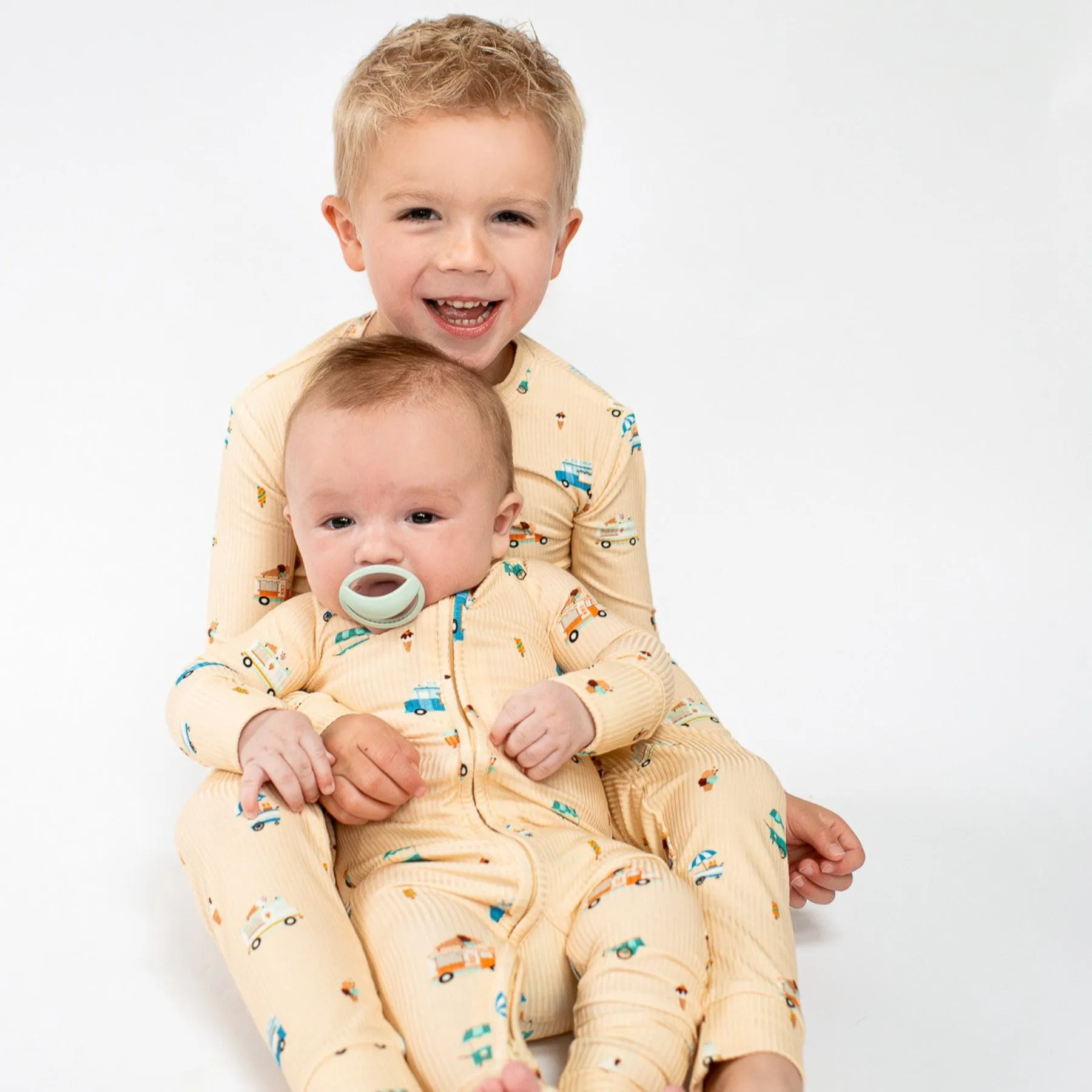 Ice Cream Trucks Small Ribbed Zip Romper