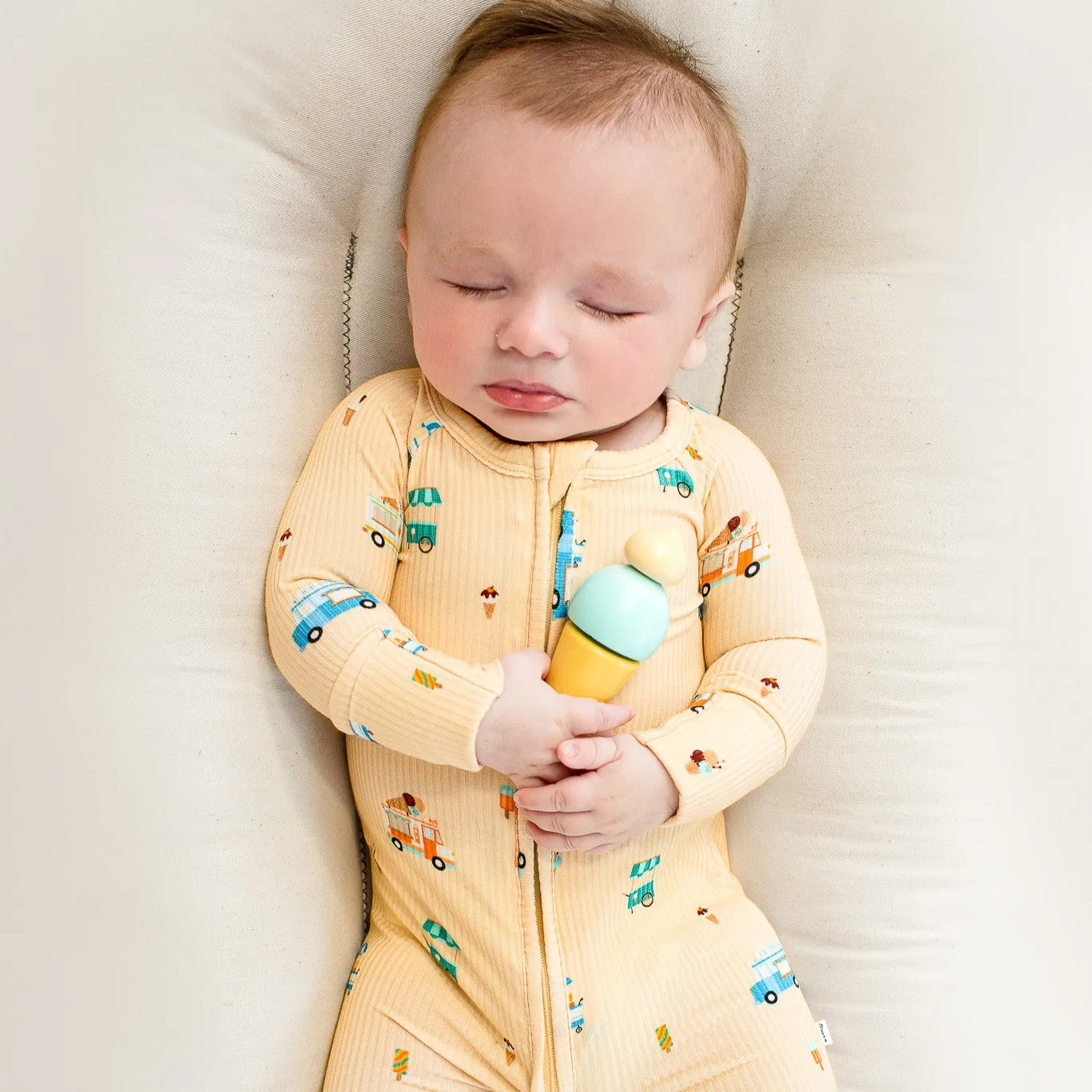 Ice Cream Trucks Small Ribbed Zip Romper