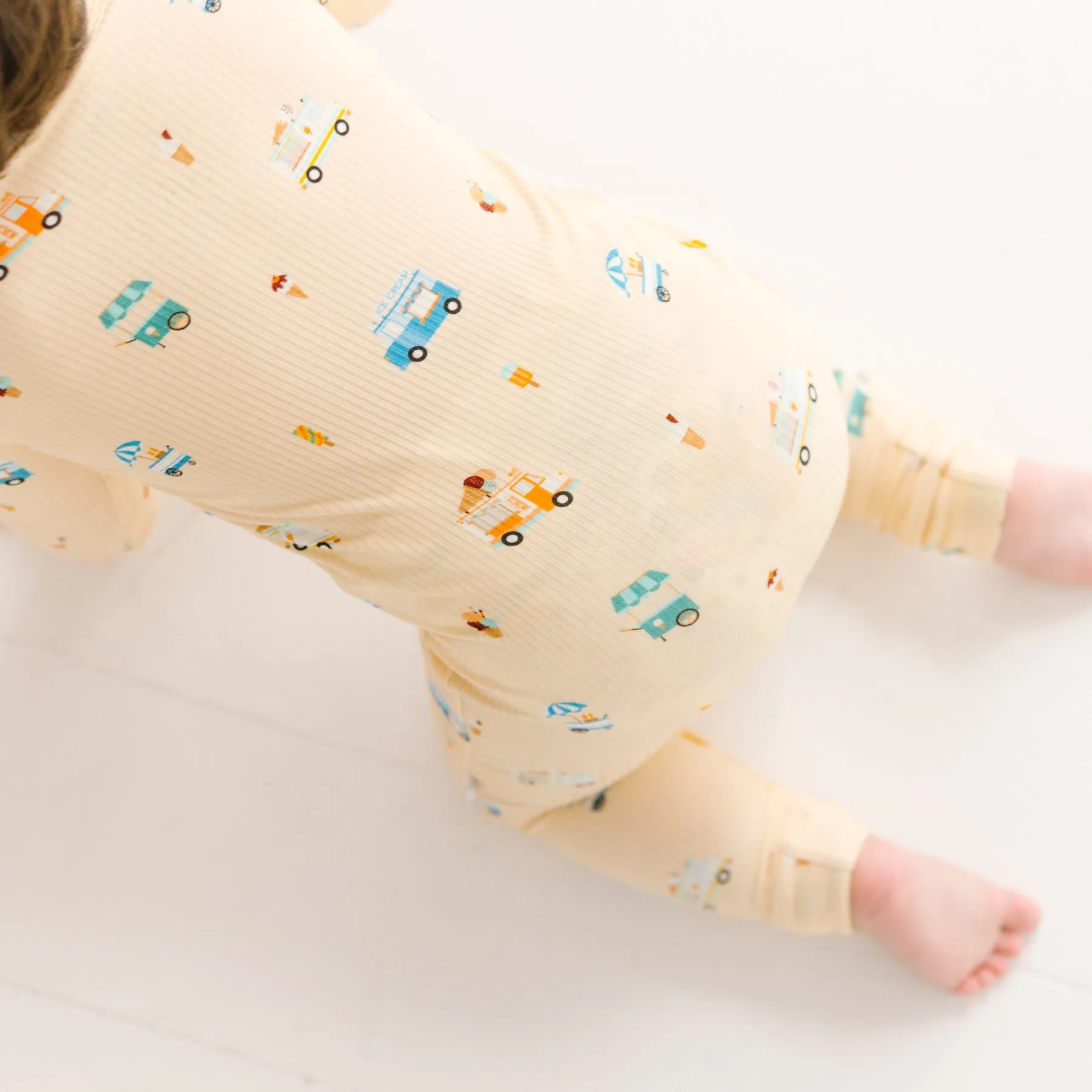Ice Cream Trucks Small Ribbed Zip Romper
