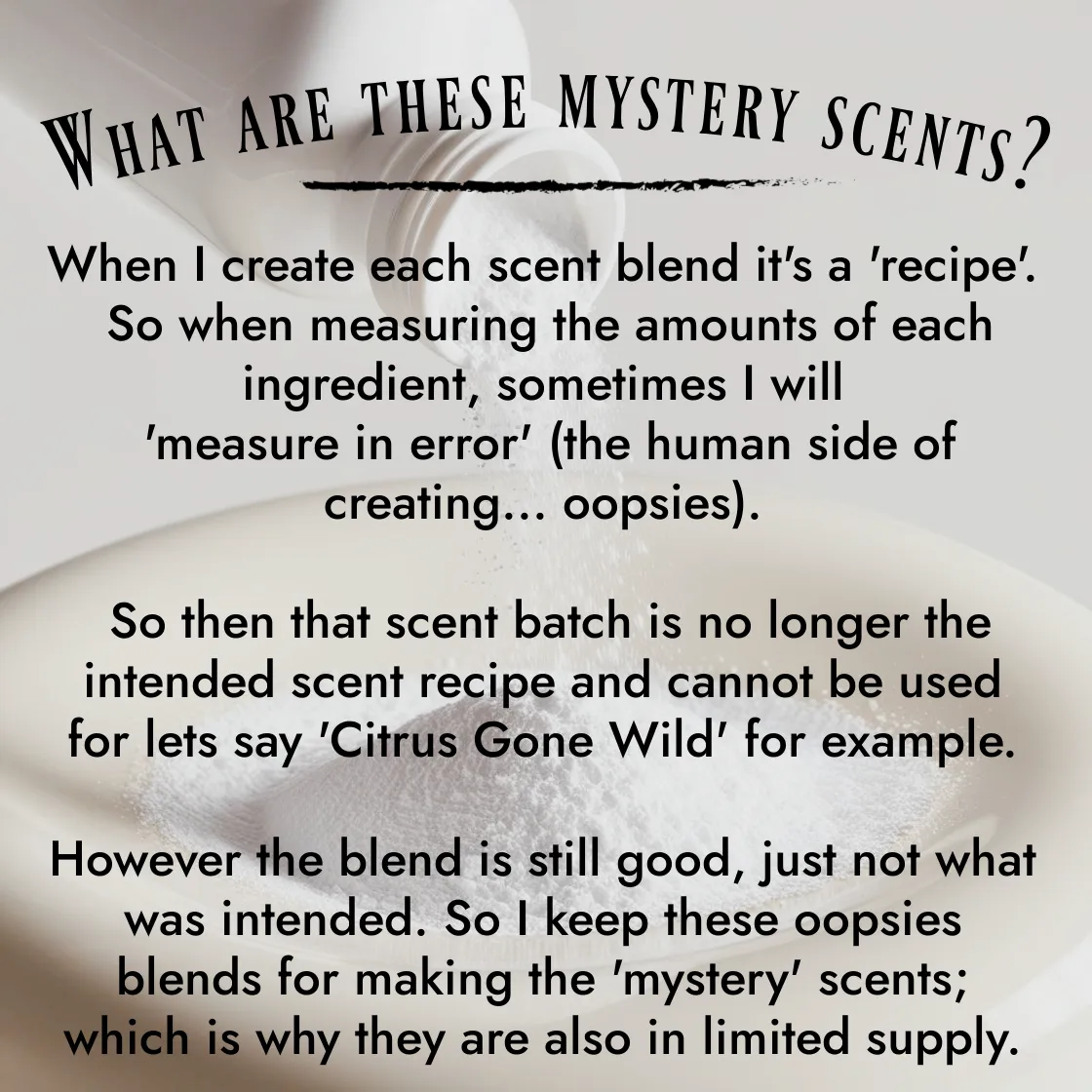 MYSTERY Body Powder, 5oz refill - Pick a Scent, LIMITED TIME