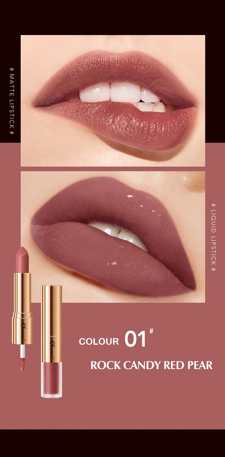 O'Cheal Waterproof Dual Head Lipstick & Lipgloss (12 colours)