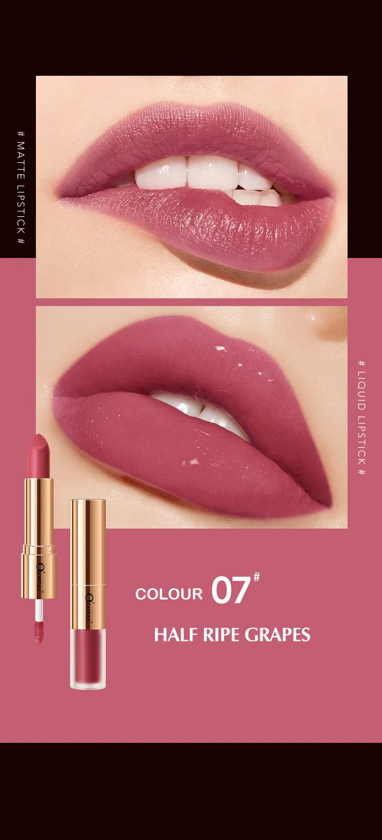 O'Cheal Waterproof Dual Head Lipstick & Lipgloss (12 colours)