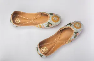 powder blue Hand embroidered Juttis
