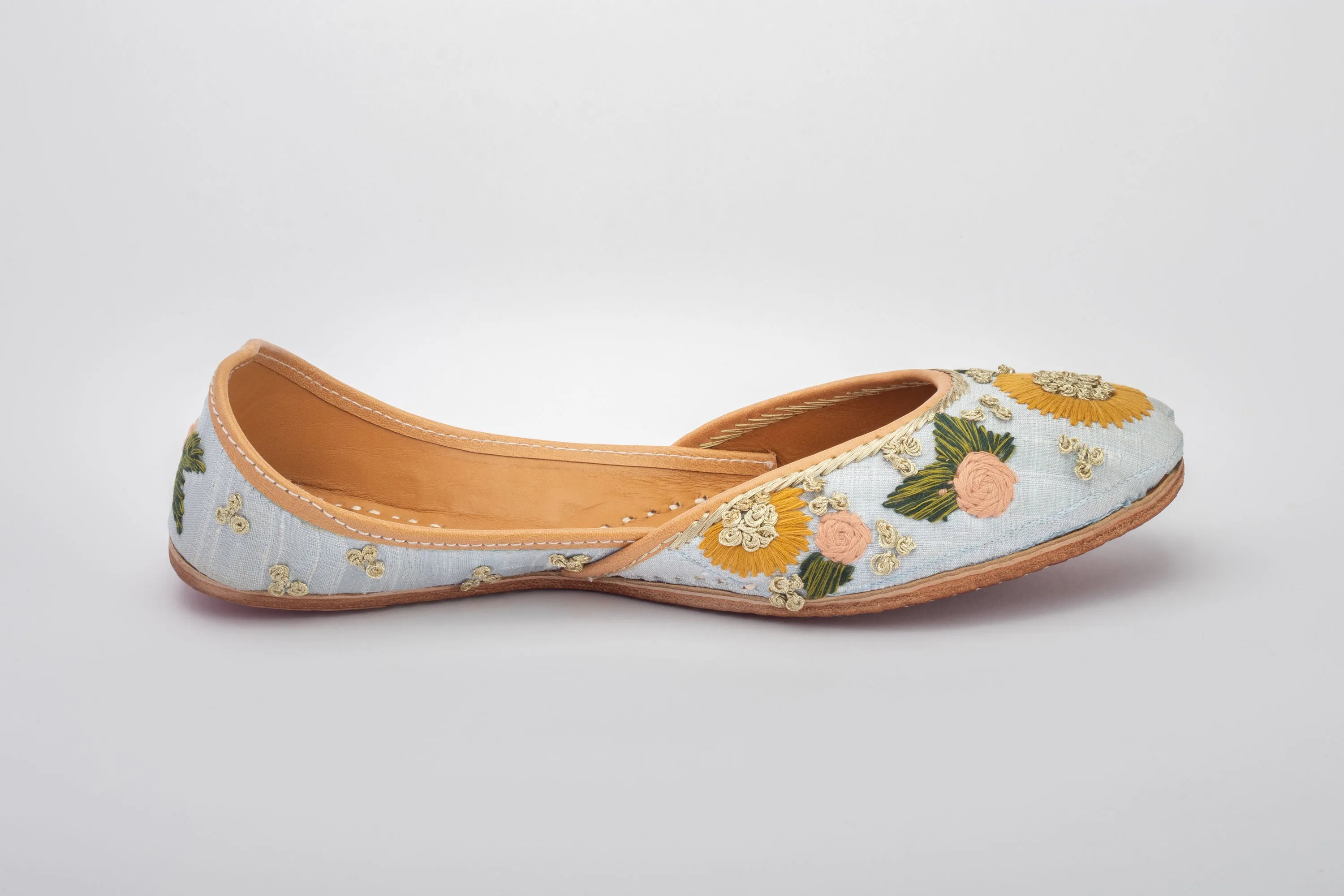 powder blue Hand embroidered Juttis