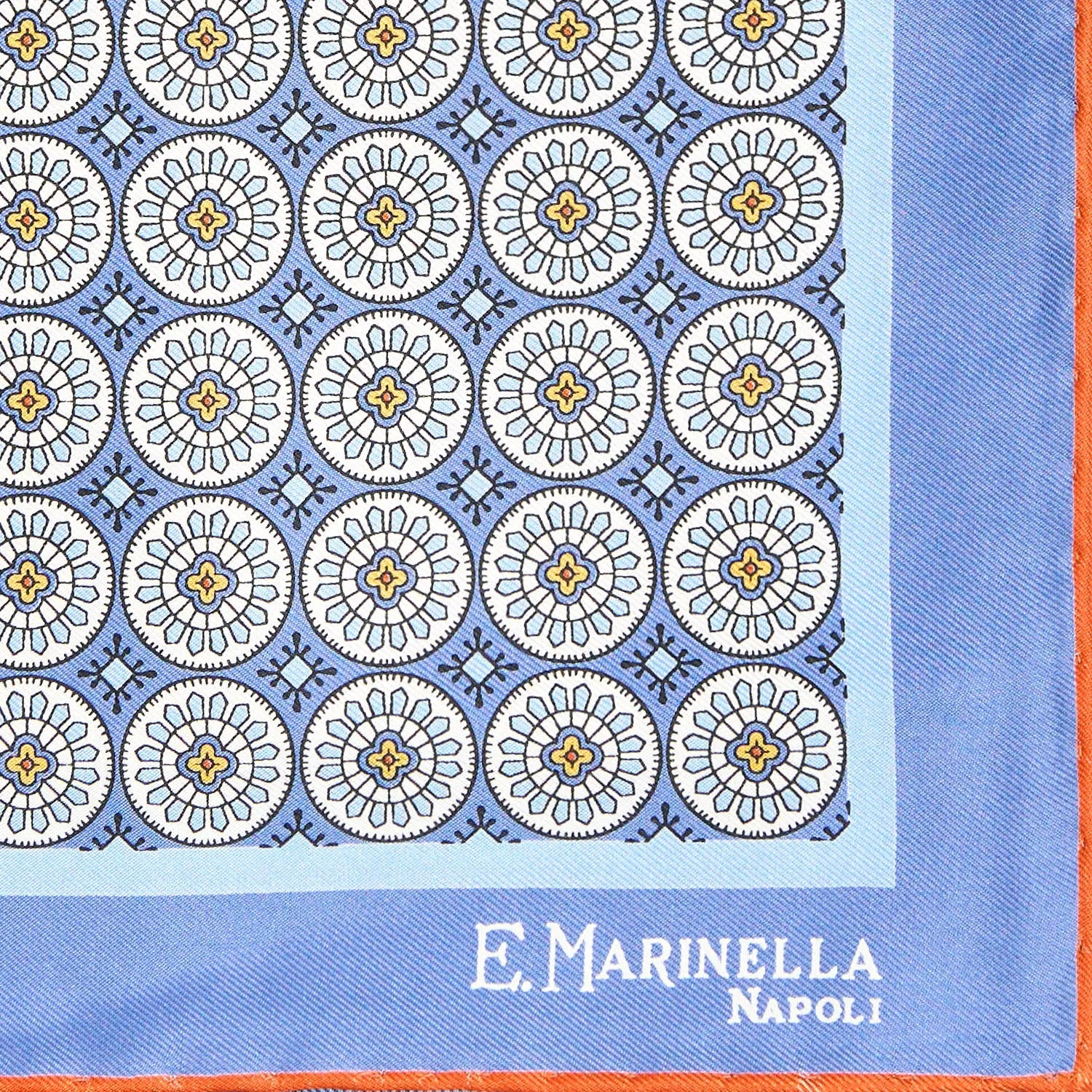 POWDER BLUE HAND-PRINTED SILK POCKET SQUARE