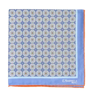 POWDER BLUE HAND-PRINTED SILK POCKET SQUARE