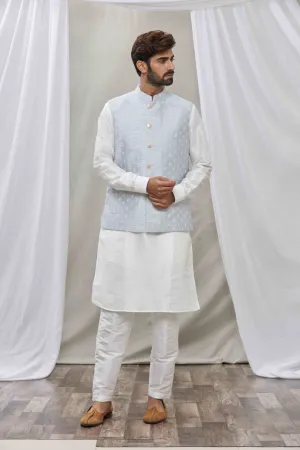 Powder Blue raw silk jacket set