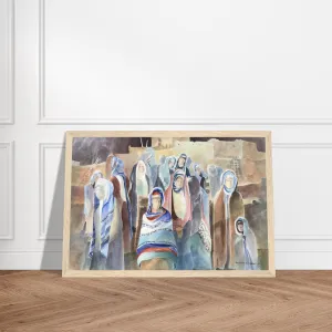 'Pueblo People' Southwestern Watercolor I 12x18 inch Wooden Framed Art Print  I Original Artwork by American Artist Barbara Cleary