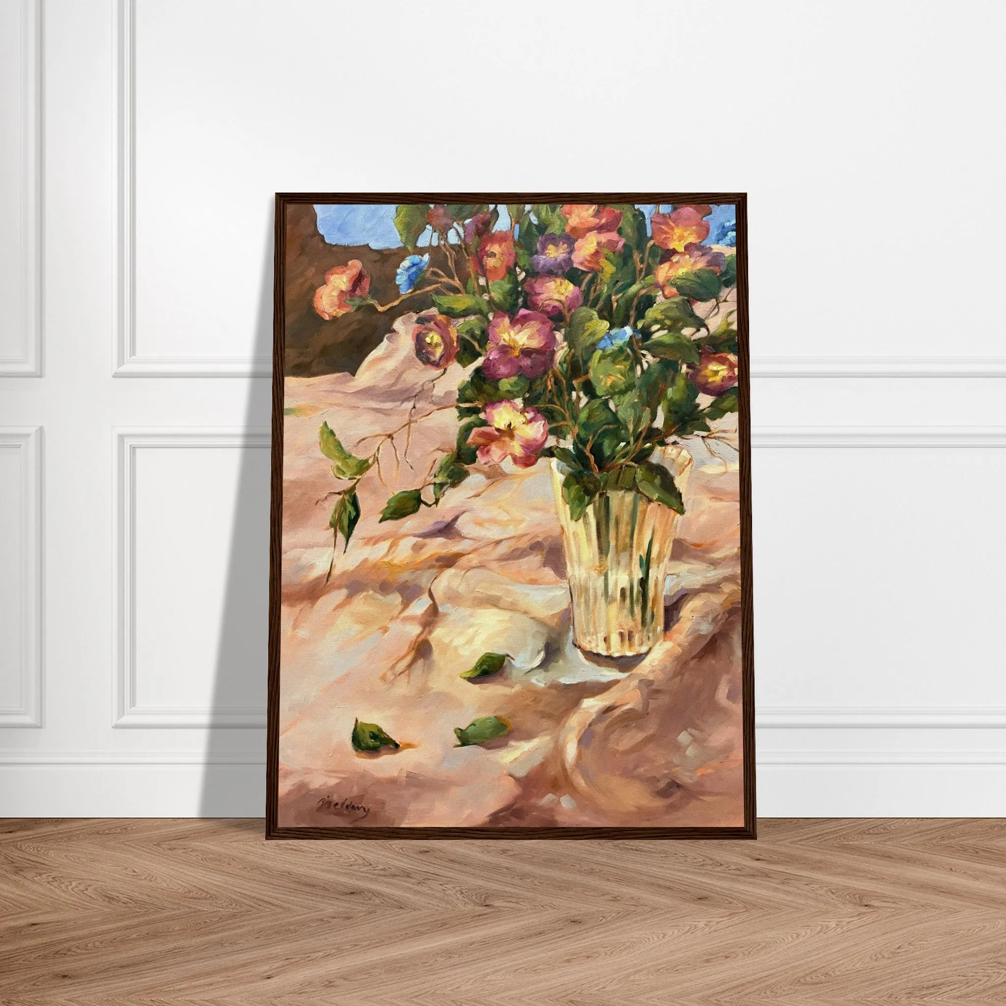 "Blossoms in Bloom" Still Life Floral | 18x24 inch Wooden Framed Art Print | Original Artwork by American Artist Barbara Cleary