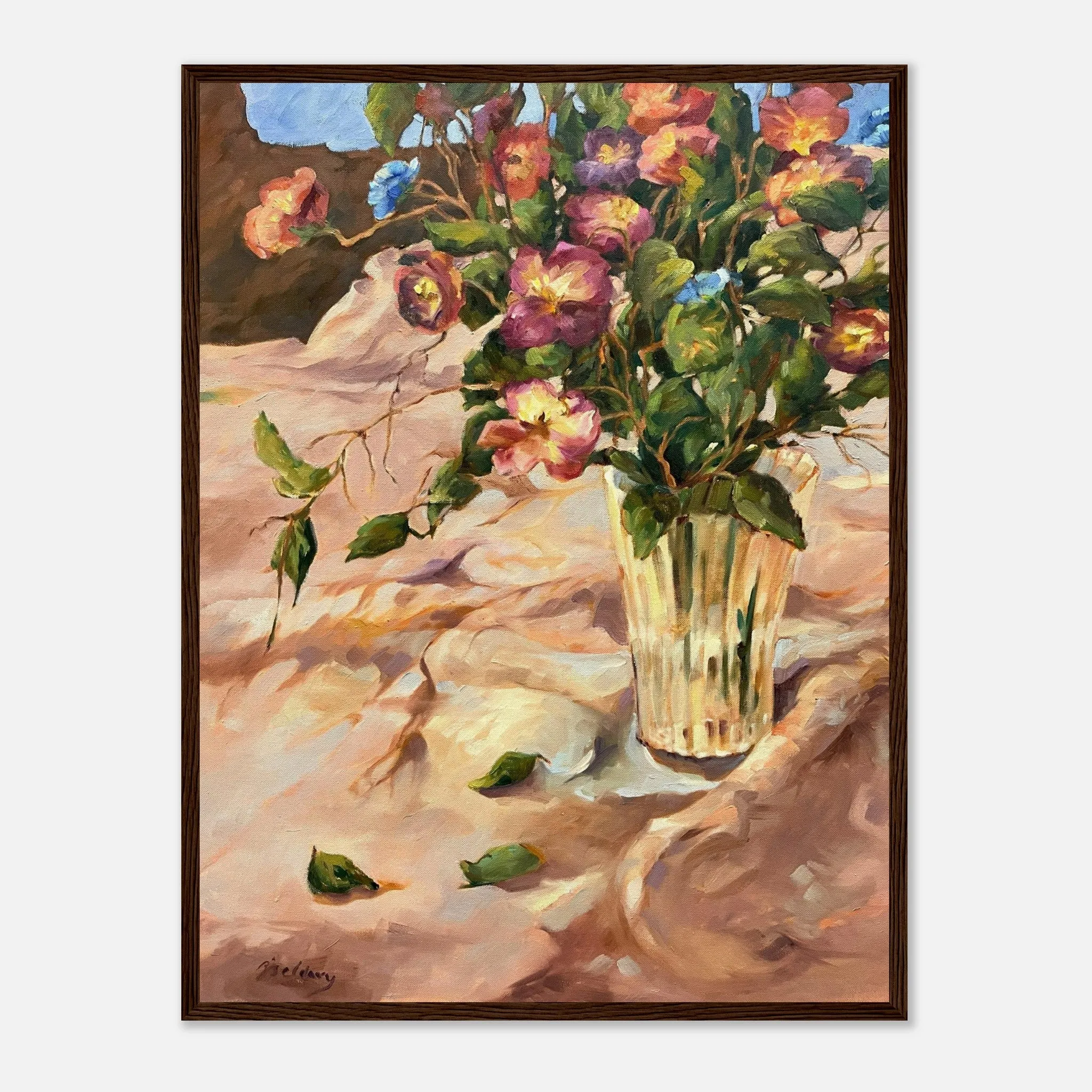 "Blossoms in Bloom" Still Life Floral | 18x24 inch Wooden Framed Art Print | Original Artwork by American Artist Barbara Cleary