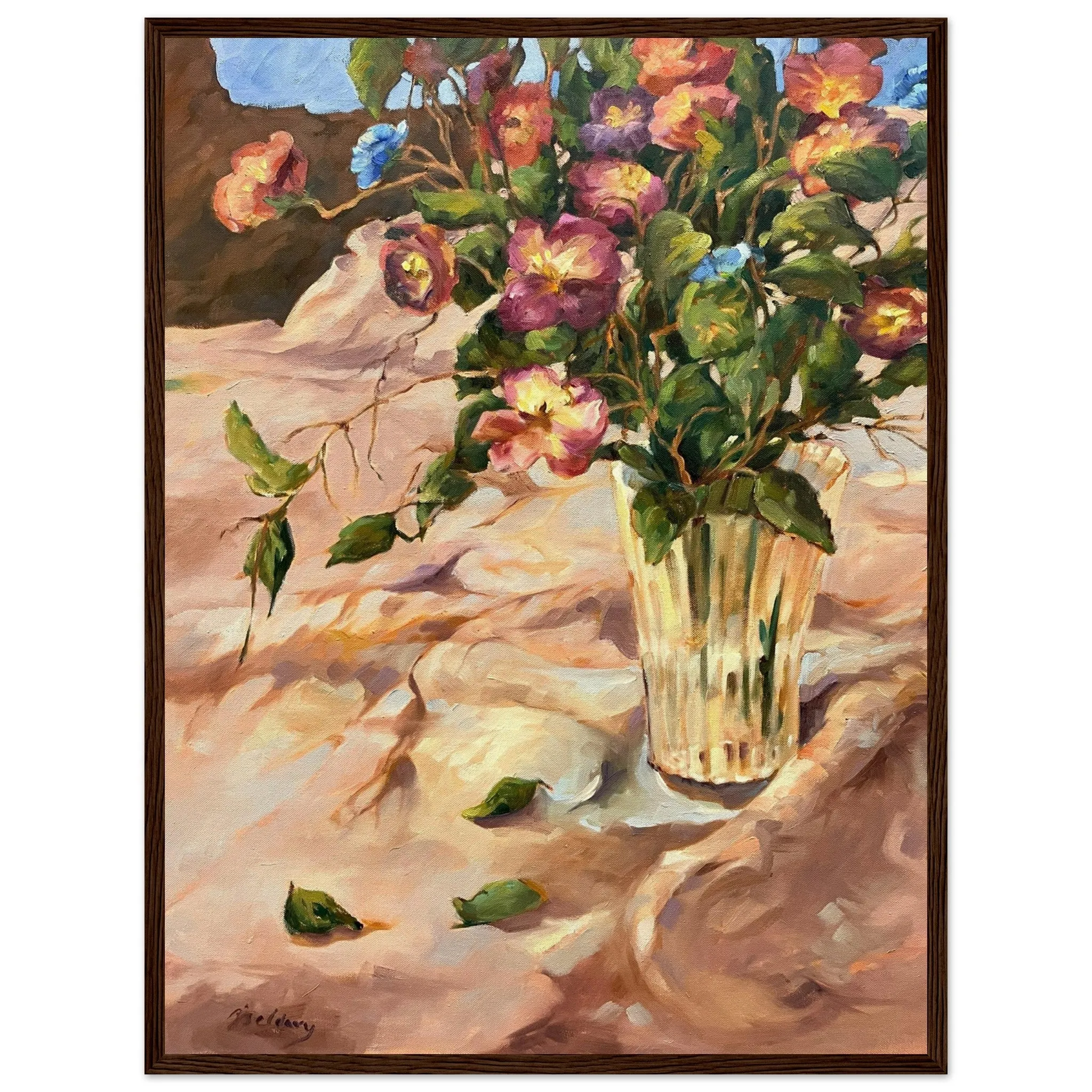 "Blossoms in Bloom" Still Life Floral | 18x24 inch Wooden Framed Art Print | Original Artwork by American Artist Barbara Cleary