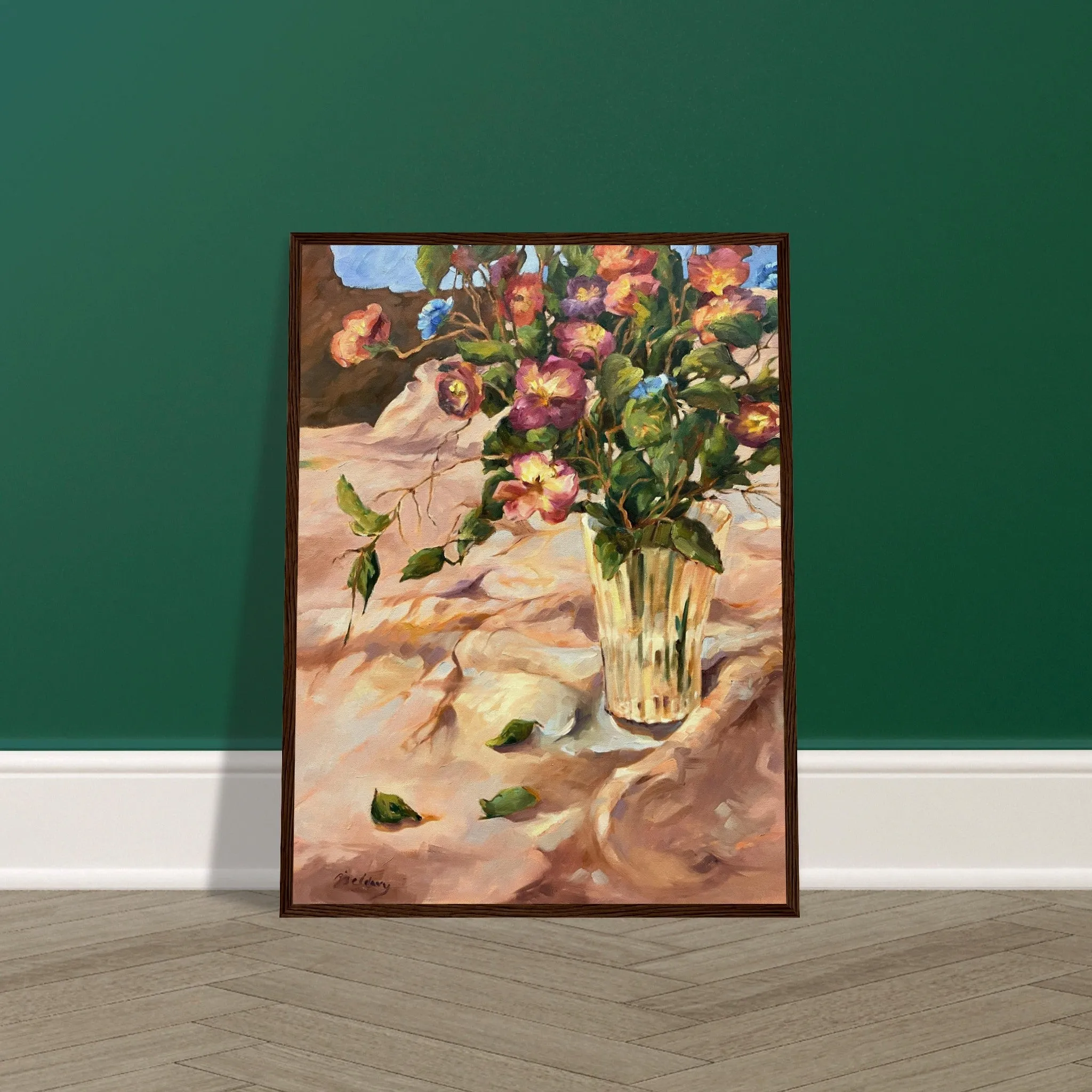 "Blossoms in Bloom" Still Life Floral | 18x24 inch Wooden Framed Art Print | Original Artwork by American Artist Barbara Cleary