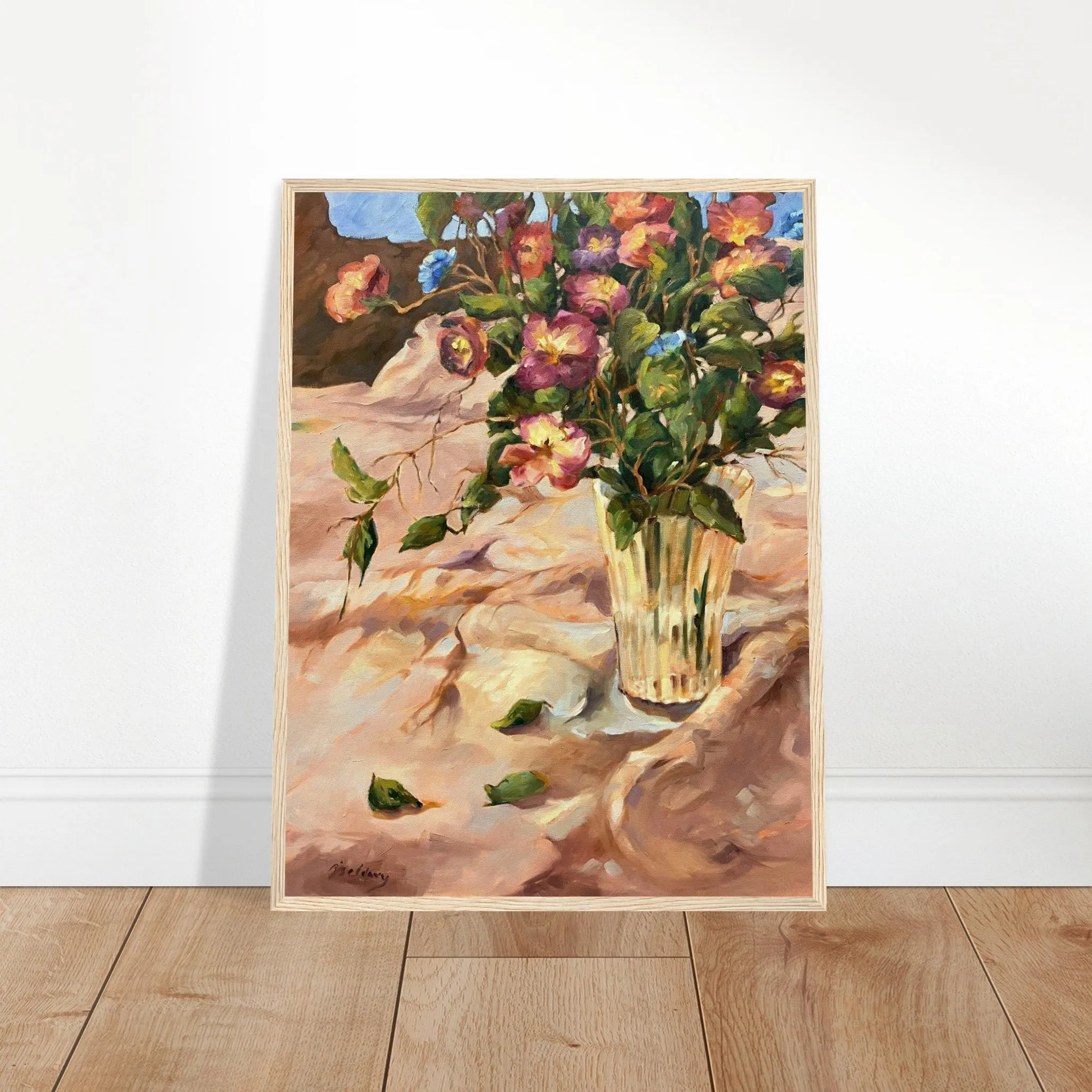 "Blossoms in Bloom" Still Life Floral | 18x24 inch Wooden Framed Art Print | Original Artwork by American Artist Barbara Cleary