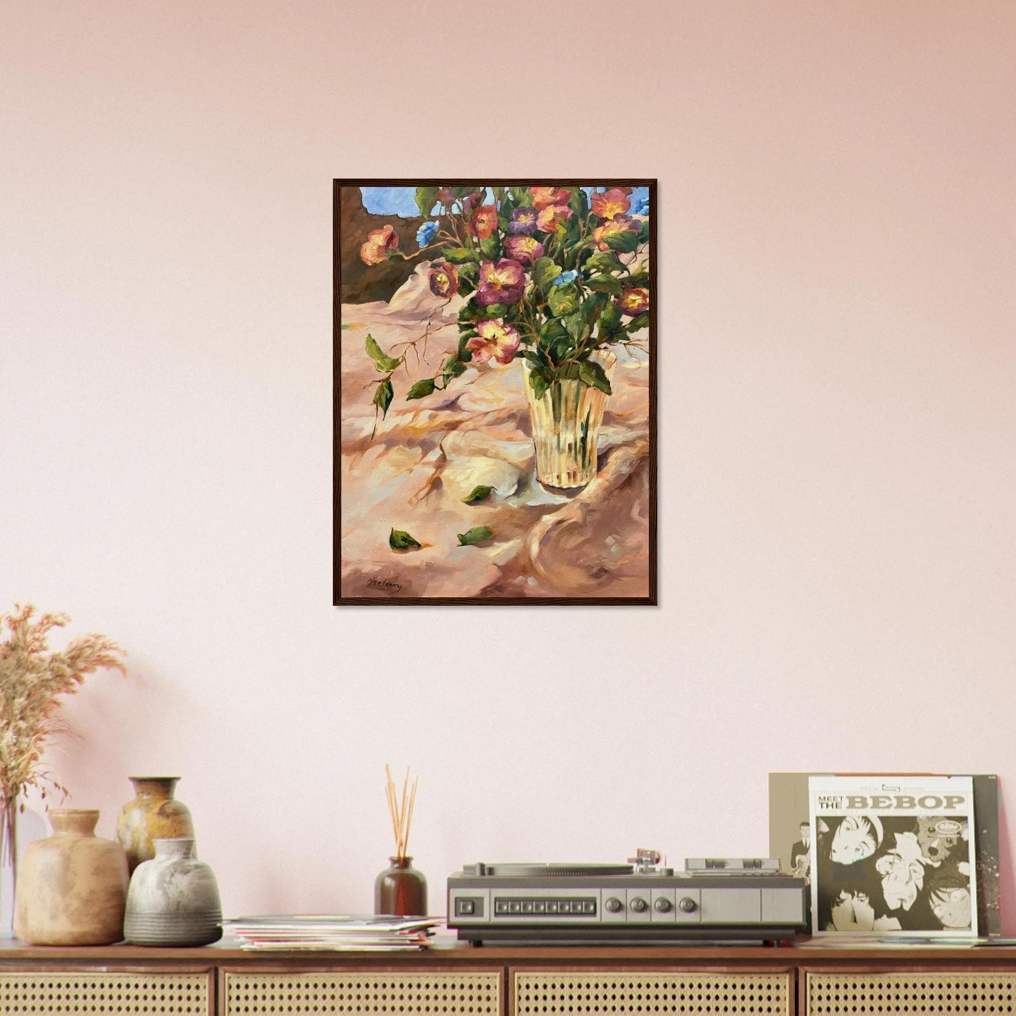 "Blossoms in Bloom" Still Life Floral | 18x24 inch Wooden Framed Art Print | Original Artwork by American Artist Barbara Cleary