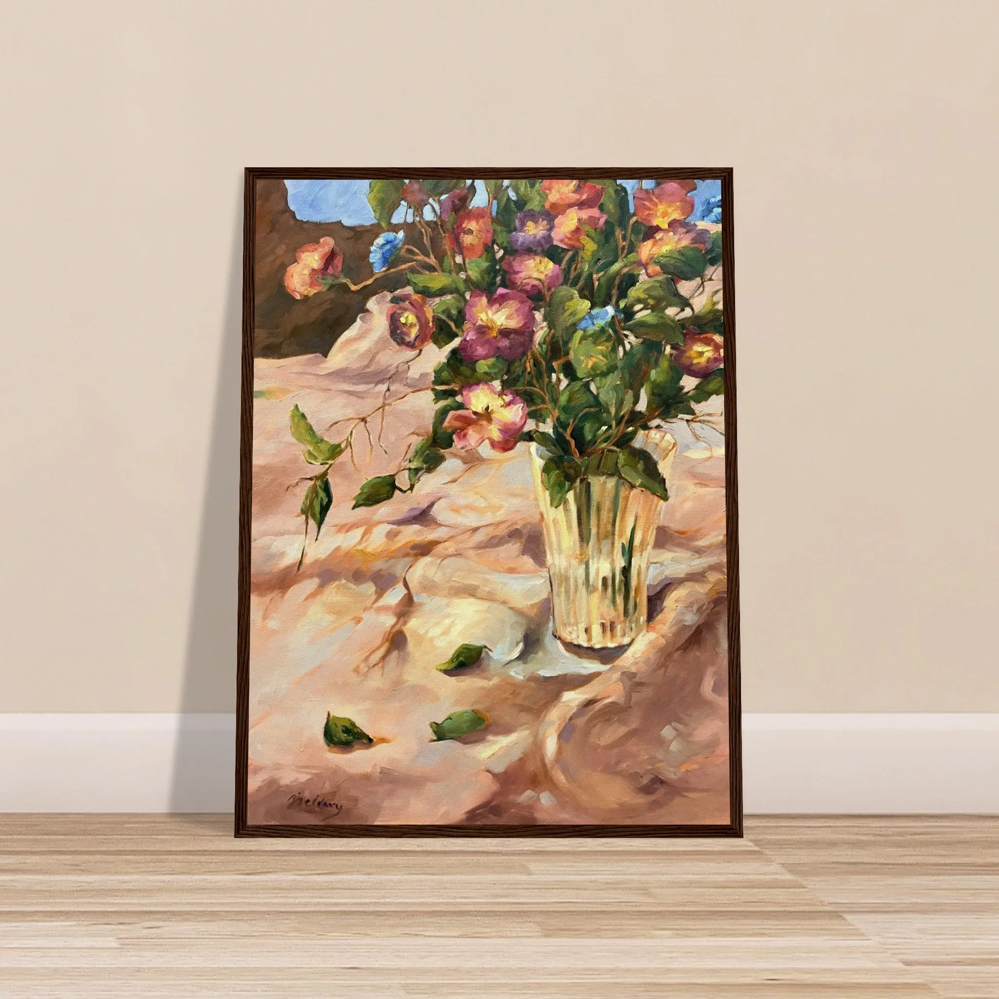 "Blossoms in Bloom" Still Life Floral | 18x24 inch Wooden Framed Art Print | Original Artwork by American Artist Barbara Cleary