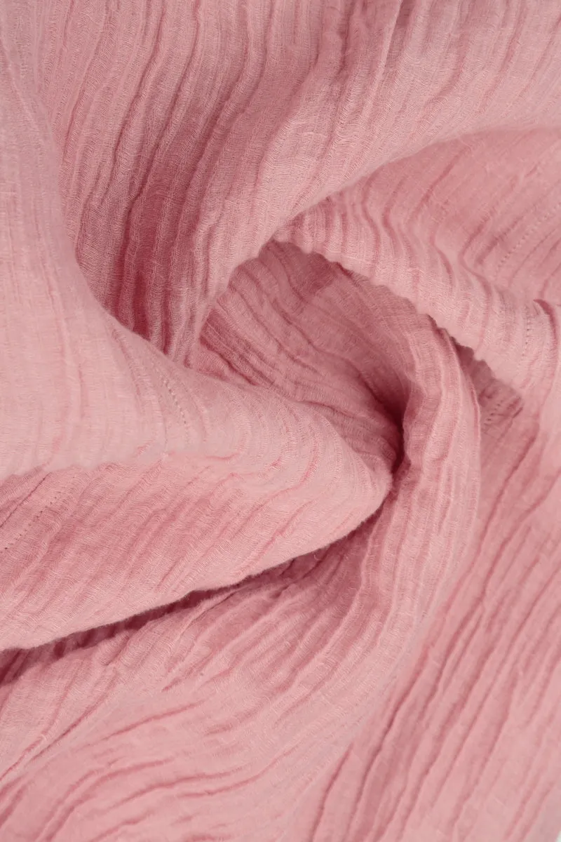 Short Rounded Crinkled Powder Pink Silk Jacket